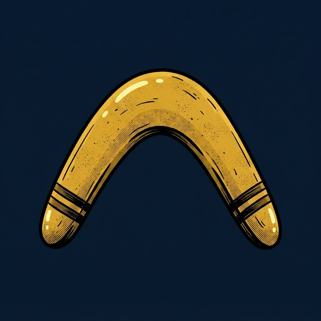 The golden boomerang, Gramps’ coin emblem